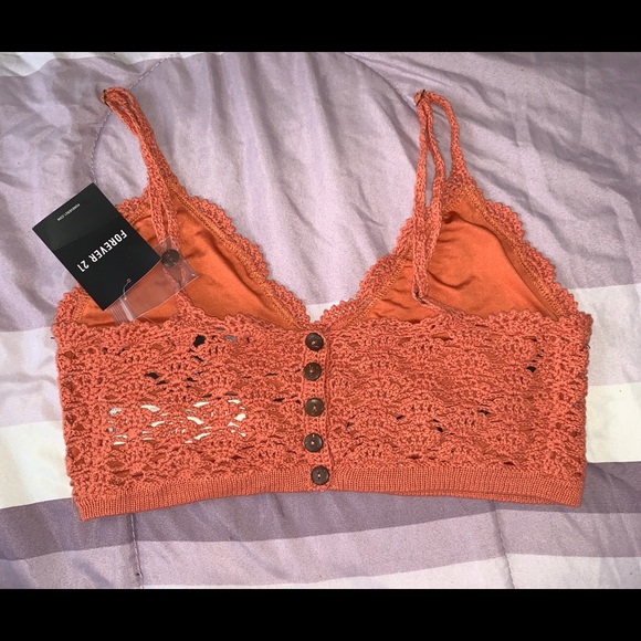 🌸2/$25🌸 Forever 21 Apricot Crochet Crop Top 🧡 - Picture 4 of 6